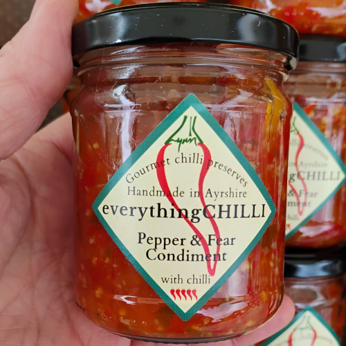 A jar of Pepper and Fear Condiment  5/5 heat rating