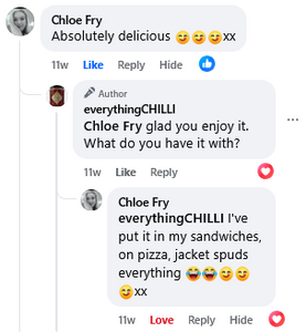 Absolutely delicious 😋😋😋xx I've put it in my sandwiches, on pizza, jacket spuds everything 😂😂😋😋😋xx