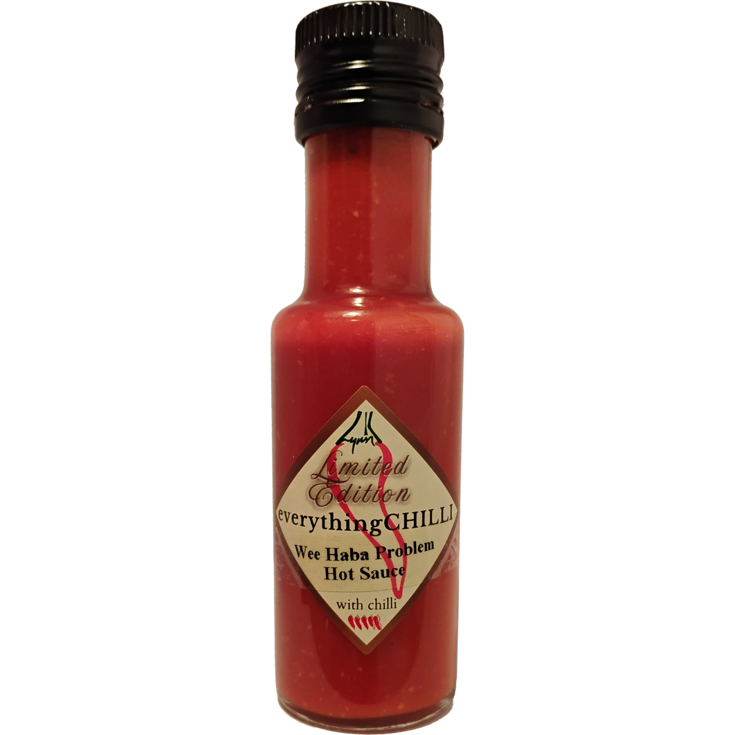 Wee Haba Problem hot sauce bottle